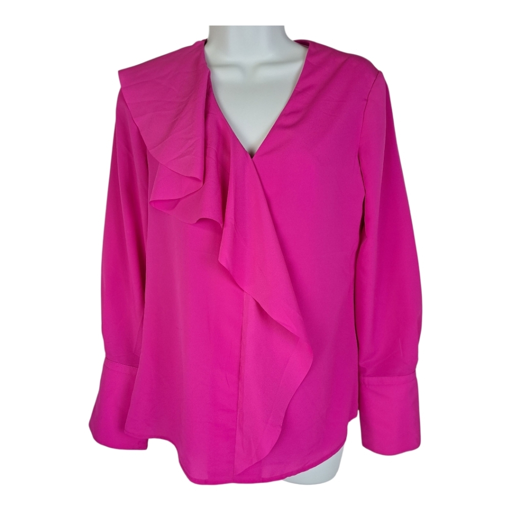 Banana Republic Bright Pink Ruffle Blouse